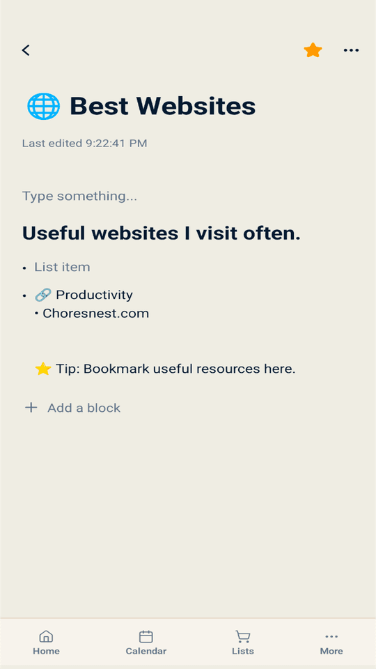 Notes feature